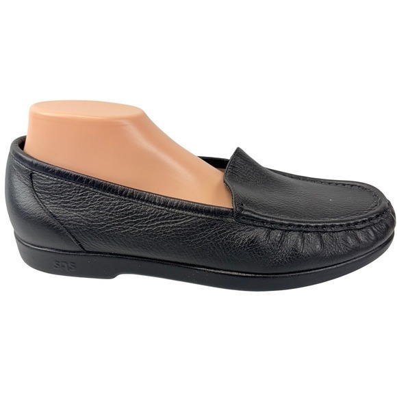 SAS Simplify Loafer Womens 12 WW Black Leather Comfort Slip On‎ Shoes Flats